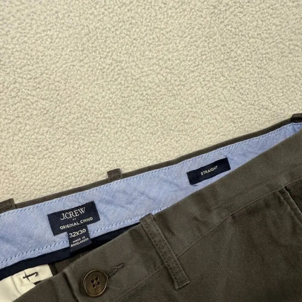 J Crew Pants men's 32x30 Gray Original Chino Khaki Straight preppy Office NEW